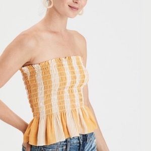 American eagle yellow and white tube top!